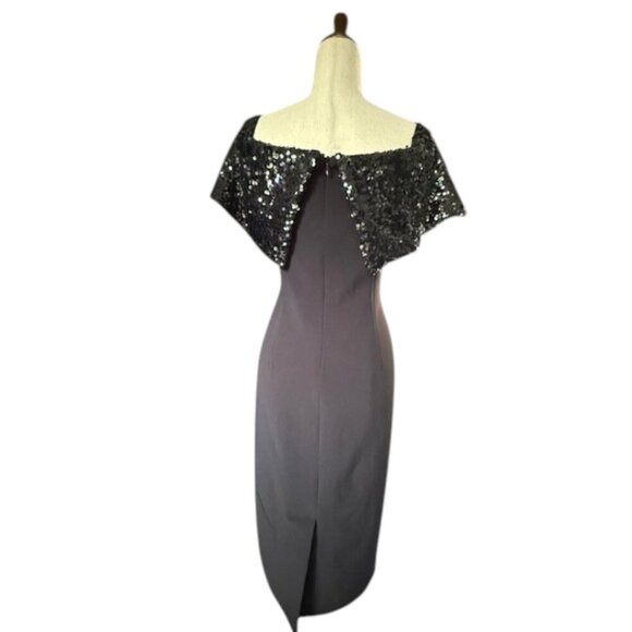 Sachin & Babi Naira Women's Midi Black Dress Off Shoulder Sequence Collar 8 NWT - Picture 8 of 15